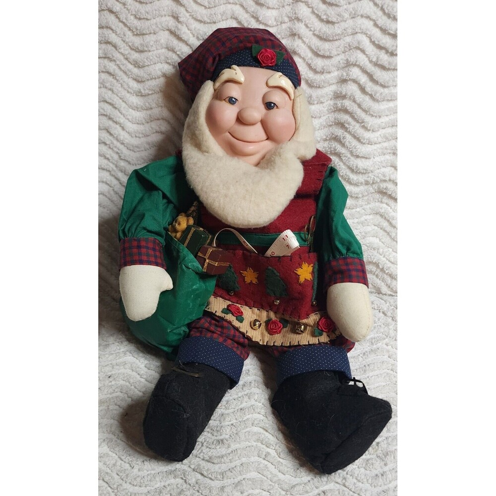 Rare CHRISTMAS Elf Doll Santa's Helper ToyMaker ShelfSitter PolymerClothBody 16"